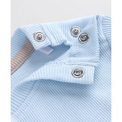 Bonfino Cotton Elastane Rib Knit Solid and Yarn Dyed Henley Full Sleeves Solid T-Shirt and Striped Pajama Night Suit with Bear & Big Happy Smile Text Print Pack Of 3 - Charcoal Grey Light Blue & White