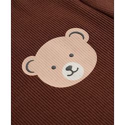 Bonfino Cotton Elastane Rib Knit Yarn Dyed Full Sleeves T-Shirt & Striped Pajama Night Suit with Polar Bear Print - Brown