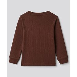Bonfino Cotton Elastane Rib Knit Yarn Dyed Full Sleeves T-Shirt & Striped Pajama Night Suit with Polar Bear Print - Brown