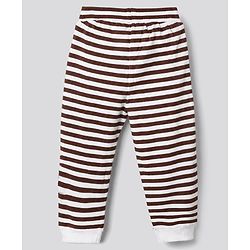 Bonfino Cotton Elastane Rib Knit Yarn Dyed Full Sleeves T-Shirt & Striped Pajama Night Suit with Polar Bear Print - Brown