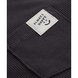 Bonfino Cotton Elastane Rib Knit Solid Full Sleeves T-Shirt and Yarn dyed Pyjama Set - Charcoal Grey