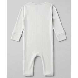 Bonfino Cotton Elastane Rib Knit Yarn Dyed Full Sleeves Front Open Footed Sleep Suits with Stripes Pack Of 3 - White, Black & Light Grey