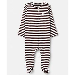 Bonfino Cotton Elastane Rib Knit Yarn Dyed Full Sleeves Striped Front Open Full Length Sleep Suits Pack of 3 in Beige Green Black