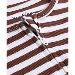 Bonfino Cotton Elastane Rib Knit Yarn Dyed Full Sleeves Striped Front Open Full Length Sleep Suits Pack of 3 in Beige Green Black