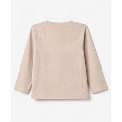 Bonfino Cotton Elastane Lycra Rib Knit Yarn Dyed and Solid T-Shirts with Full Sleeves and Stripes with Always Happy Text Patch Pack of 3 - Brown Beige White