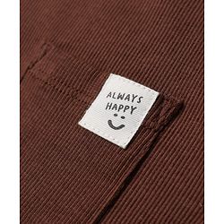 Bonfino Cotton Elastane Lycra Rib Knit Yarn Dyed and Solid T-Shirts with Full Sleeves and Stripes with Always Happy Text Patch Pack of 3 - Brown Beige White