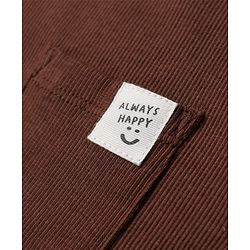 Bonfino Cotton Elastane Lycra Rib Knit Yarn Dyed and Solid T-Shirts with Full Sleeves and Stripes with Always Happy Text Patch Pack of 3 - Brown Beige White