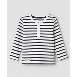 Bonfino Cotton Elastane Lycra Rib Knit Yarn Dyed and Solid T-Shirts with Full Sleeves and Stripes with Konichiwa Tokyo Text Patch Pack of 3 - Grey White