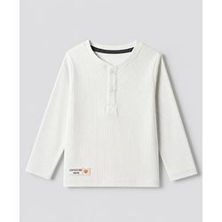 Bonfino Cotton Elastane Lycra Rib Knit Yarn Dyed and Solid T-Shirts with Full Sleeves and Stripes with Konichiwa Tokyo Text Patch Pack of 3 - Grey White