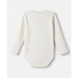 Bonfino Cotton Elastane Rib Knit Yarn Dyed Solid Full Sleeves Onesies with Stripes Pack of 3 - Off White Black & White