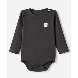 Bonfino Cotton Elastane Rib Knit Yarn Dyed Solid Full Sleeves Onesies with Stripes Pack of 3 - Off White Black & White