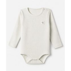 Bonfino Cotton Elastane Rib Knit Yarn Dyed Solid Full Sleeves Onesies with Stripes Pack of 3 - Off White Black & White