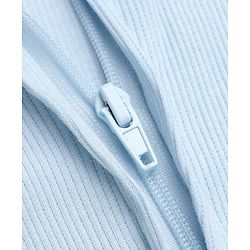 Bonfino Cotton Elastane Rib Knit Yarn Dyed Rompers Full Length with Full Sleeves and Teddy Bear Print Pack of 3 - Light Blue Light Grey & White