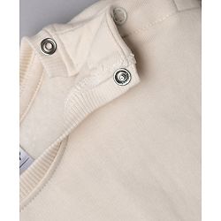 Bonfino Disney Fleece Knit Sweatshirt with Full Sleeves and Stitch & Text Print - Offwhite
