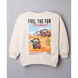 Bonfino Disney Fleece Knit Full Sleeve Sweatshirt and Shorts With Front and Back Mc Queens Graphics - Offwhite