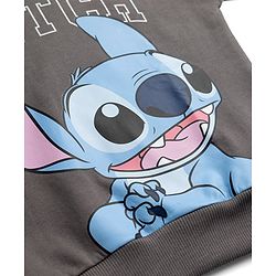 Bonfino Disney Fleece Knit Full Sleeves T-shirts & Joggers Set With Stitch Graphics - Grey