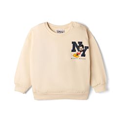 Bonfino Disney Fleece Knit Full Sleeves Sweatshirt and Joggers Set With Mickey Mouse Graphics - Offwhite