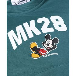 Bonfino Disney 100% Cotton Fleece Sweatshirt with Full Sleeves and Mickey Mouse Print in Green for 12-18 Months