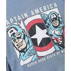 Bonfino Marvel 100% Cotton Interlock Knit Full Sleeves T-Shirt & Pajama Night Suit with Avengers Graphic Print - Blue