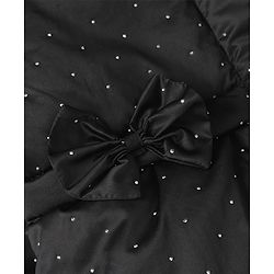Bonfino Cotton Woven Padded Hooded Winter Jacket with Full Sleeves and Polka Dots Print in Black