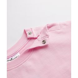 Bonfino Disney 100% Cotton Fleece Knit Full Sleeves Sweatshirt and Pant Set with Stitch Graphic at Front & Back - Pink