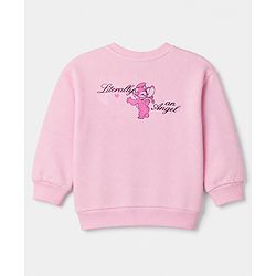 Bonfino Disney 100% Cotton Fleece Knit Full Sleeves Sweatshirt and Pant Set with Stitch Graphic at Front & Back - Pink