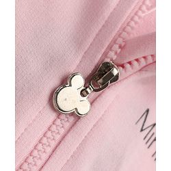 Bonfino Disney 100% Cotton Fleece Knit Full Sleeves Hooded Sweatshirt With Front And Back Minnie Mouse Print - Pink