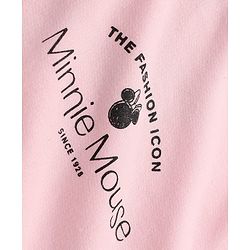 Bonfino Disney 100% Cotton Fleece Knit Full Sleeves Hooded Sweatshirt With Front And Back Minnie Mouse Print - Pink