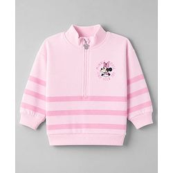 Bonfino Disney 100% Cotton Fleece Knit Full Sleeves Sweatshirt and Shorts Set with Minnie Mouse Graphic - Pink