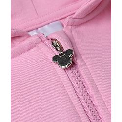 Bonfino Disney 100% Cotton Knit Front Zipper Hooded Sweatshirt with Full Sleeves and Minnie Mouse Front & Back Print - Pink