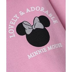 Bonfino Disney 100% Cotton Knit Front Zipper Hooded Sweatshirt with Full Sleeves and Minnie Mouse Front & Back Print - Pink