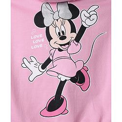 Bonfino Disney 100% Cotton Knit Front Zipper Hooded Sweatshirt with Full Sleeves and Minnie Mouse Front & Back Print - Pink