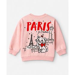 Bonfino Disney 100% Cotton Fleece Knit Full Sleeves Sweatshirt and Pant Set with Marie Graphic in Pink
