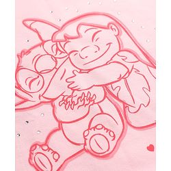 Bonfino Disney 100% Cotton Fleece Knit Full Sleeves Sweatshirt and Pant Set with Lilo and Stitch Graphic in Pink