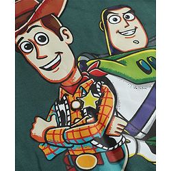 Bonfino Disney 100% Cotton Terry Full Sleeves T-Shirt and Pant with Woody and Buzz Lightyear Print - Green