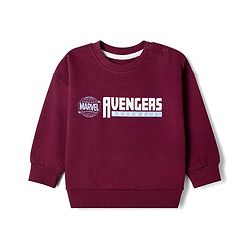 Bonfino Marvel 100% Cotton Terry Knit Full Sleeves T-Shirt and Shorts with Front & Back Avengers Graphic Print - Maroon