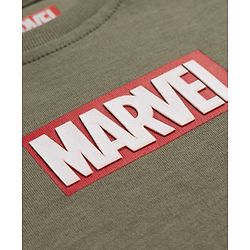 Bonfino Marvel 100% Cotton Knit T-Shirt with Full Sleeves and Marvel Print in Green