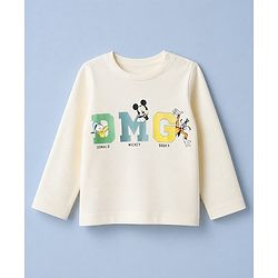 Bonfino Disney 100% Cotton Interlock Knit Full Sleeves T-Shirt & Joggers Set With Mickey Mouse Graphic & Text Print - Light Green