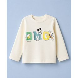 Bonfino Disney 100% Cotton Interlock Knit Full Sleeves T-Shirt & Joggers Set With Mickey Mouse Graphic & Text Print - Light Green