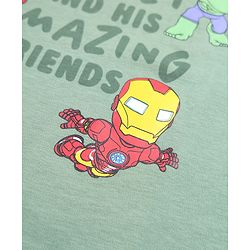Bonfino Marvel 100% Cotton Interlock Knit Full Sleeves T-Shirt & Pyjama Night Suit with Spider Man Print - Green