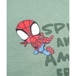 Bonfino Marvel 100% Cotton Interlock Knit Full Sleeves T-Shirt & Pyjama Night Suit with Spider Man Print - Green