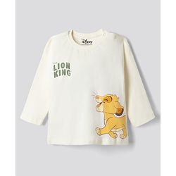 Bonfino Disney 100% Cotton Interlock Knit Full Sleeves T-Shirt & Pyjama Night Suit with Lion King Graphics - Offwhite & Green