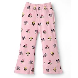 Bonfino Disney 100% Cotton Lycra Knit Full Length Leggings With Minnie Mouse Print Pack Of 2 - Light/Sky Blue & Pink