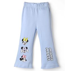 Bonfino Disney 100% Cotton Lycra Knit Full Length Leggings With Minnie Mouse Print Pack Of 2 - Light/Sky Blue & Pink