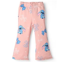 Bonfino Disney 100% Cotton Lycra Knit Full Length Leggings With Stitch Print Pack Of 2 - Light/Sky Blue & Pink