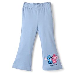 Bonfino Disney 100% Cotton Lycra Knit Full Length Leggings With Stitch Print Pack Of 2 - Light/Sky Blue & Pink