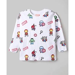 Bonfino Marvel 100% Cotton Interlock Knit Full Sleeves Co-ord T-Shirt & Pajama Night Suit with Avengers Graphic Print Pack of 2 - White & Light Blue