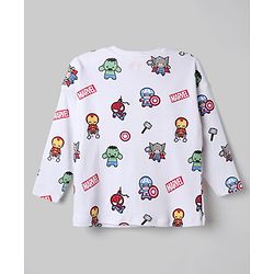 Bonfino Marvel 100% Cotton Interlock Knit Full Sleeves Co-ord T-Shirt & Pajama Night Suit with Avengers Graphic Print Pack of 2 - White & Light Blue