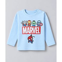 Bonfino Marvel 100% Cotton Interlock Knit Full Sleeves Co-ord T-Shirt & Pajama Night Suit with Avengers Graphic Print Pack of 2 - White & Light Blue
