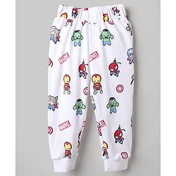 Bonfino Marvel 100% Cotton Interlock Knit Full Sleeves Co-ord T-Shirt & Pajama Night Suit with Avengers Graphic Print Pack of 2 - White & Light Blue